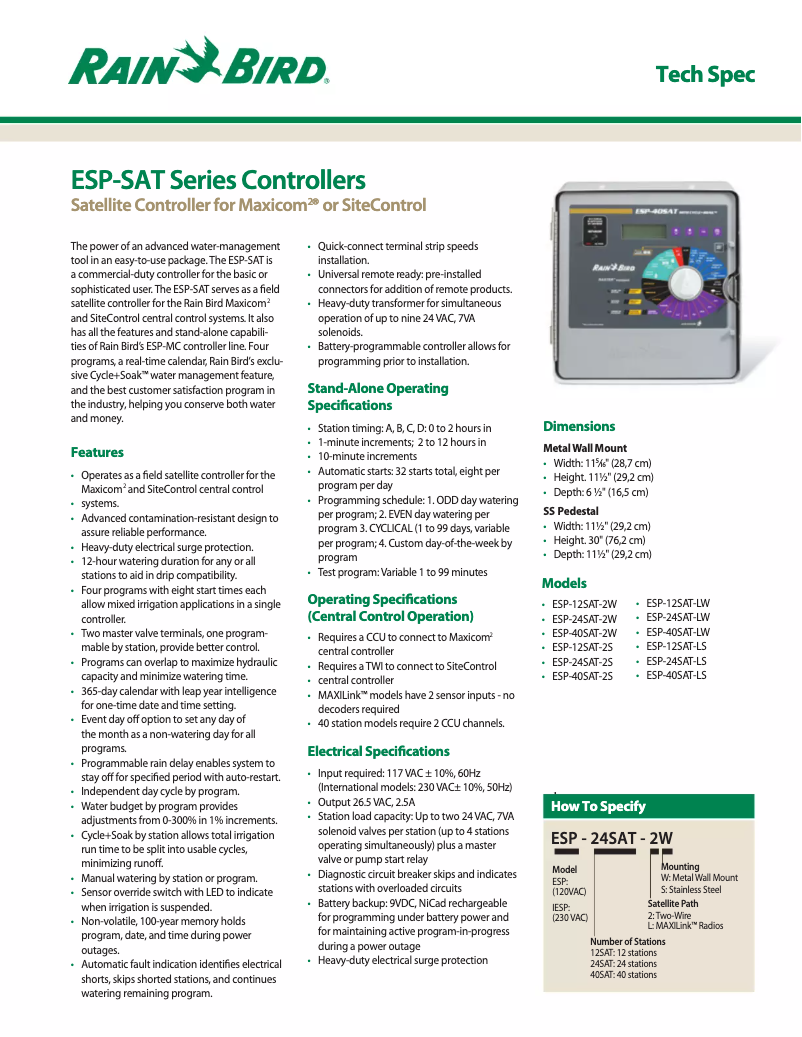 Página 1 del manual Manual de usuario Rain Bird ESP-SAT