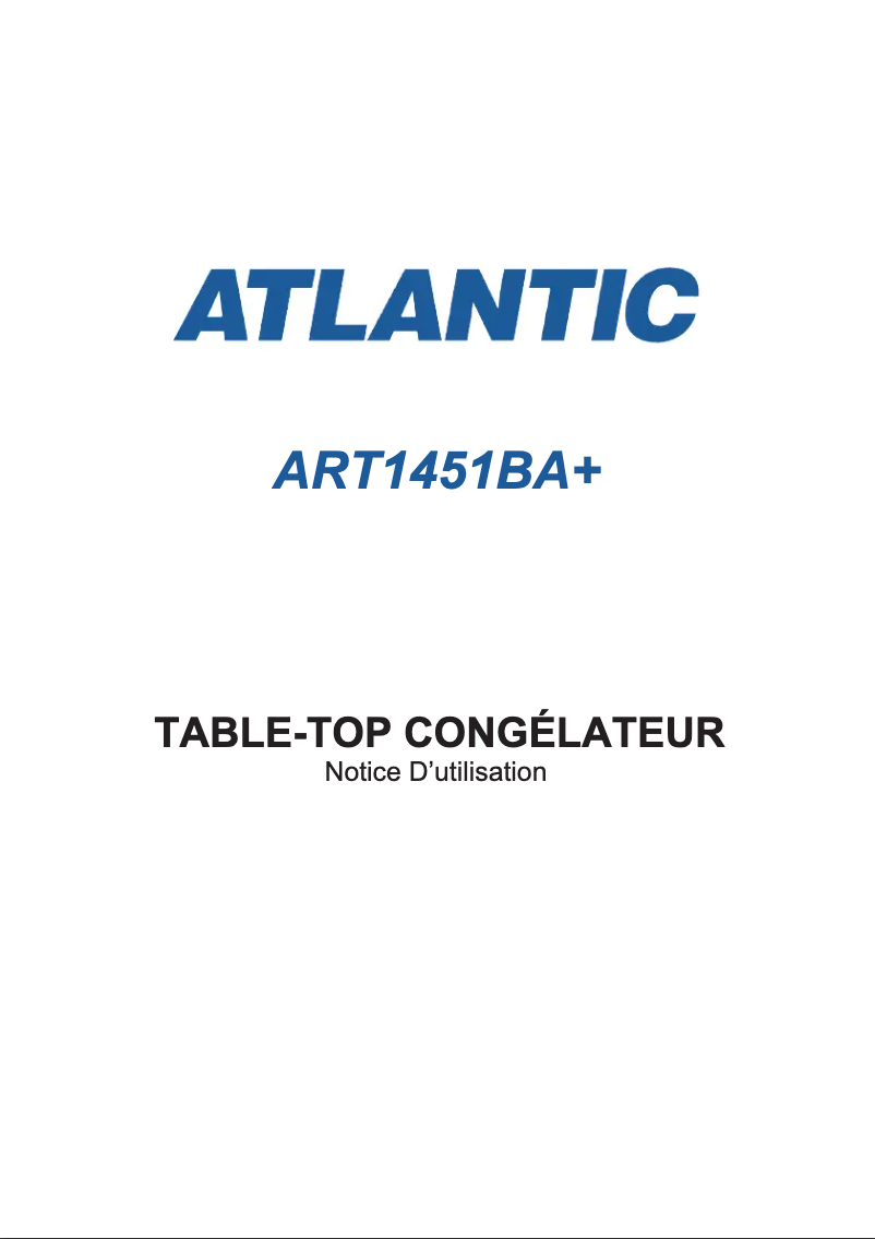 Page 1 de la notice Manuel utilisateur Atlantic ART1451BA+