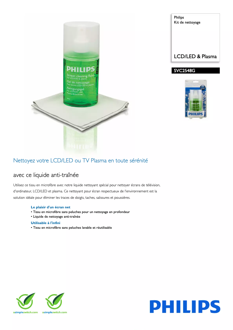 Página 1 del manual Ficha técnica Philips SVC2548G