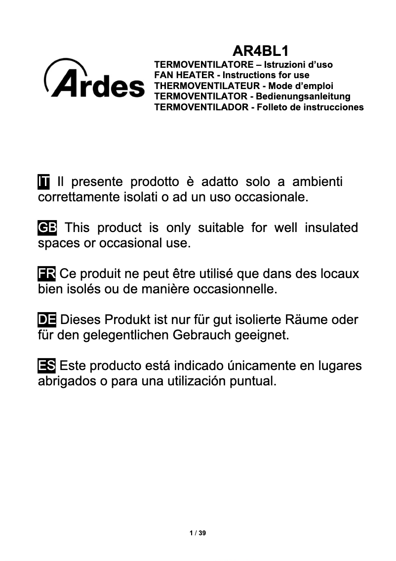 Página 1 del manual Manual de usuario Ardes AR4BL1