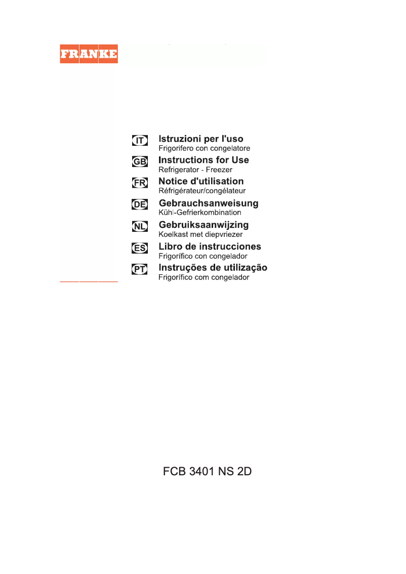 Page n°1 - Manuel utilisateur Franke FCB 3401 NS 2D XS