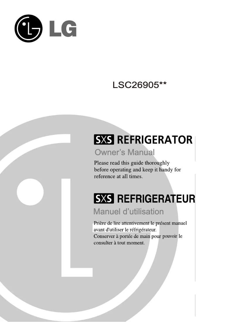 Page 1 de la notice Manuel utilisateur LG LSC26905ST