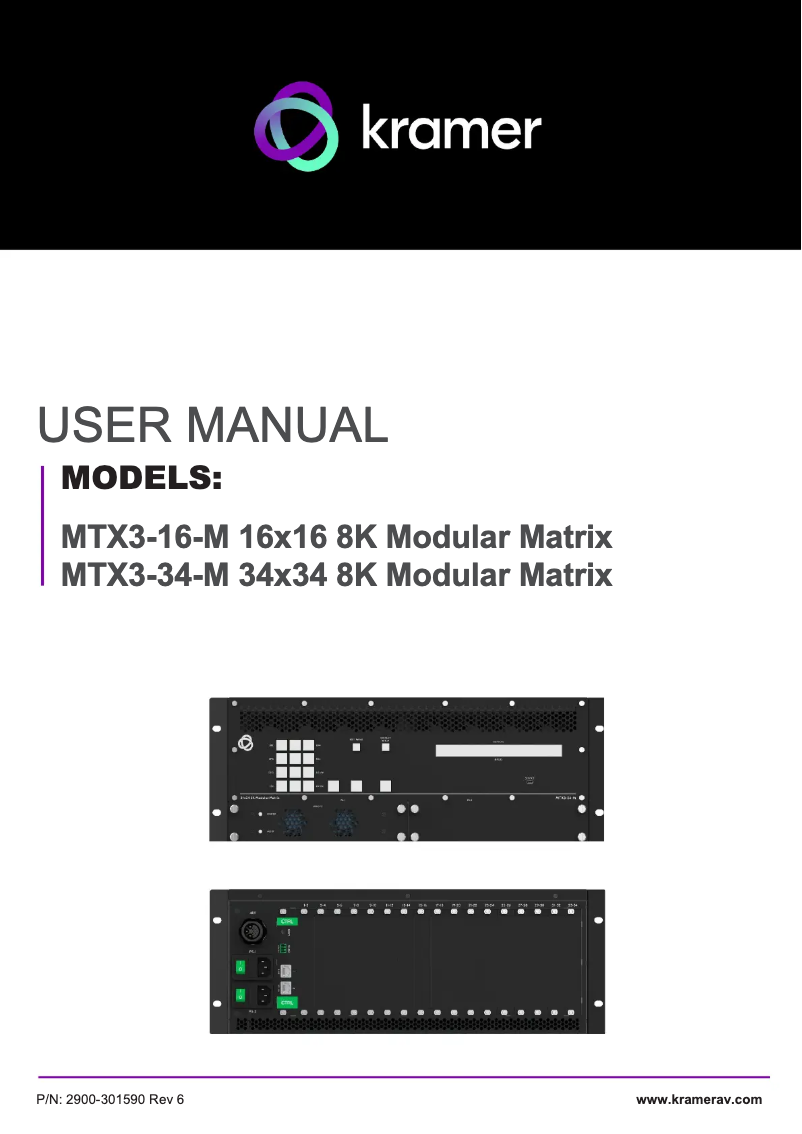 Page n°1 - Manuel utilisateur Kramer MTX3-34-M