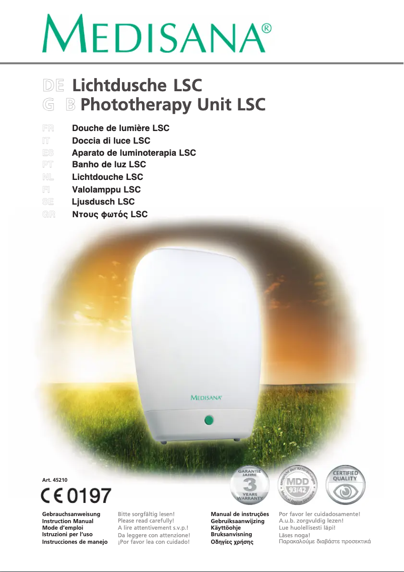 Page 1 de la notice Manuel utilisateur Medisana LSC