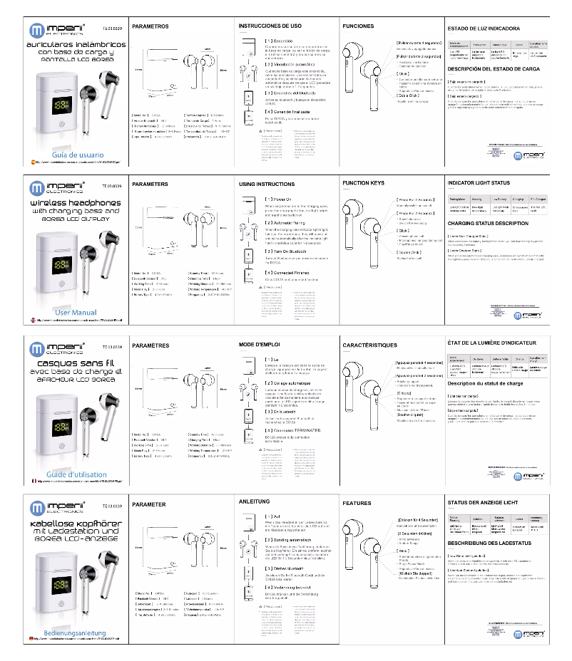 Page 1 de la notice Manuel utilisateur Imperii Electronics TE.03.0339.09