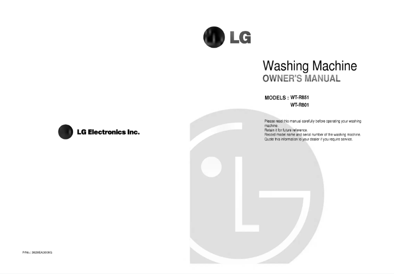 Page n°1 - Manuel utilisateur LG WT-R801