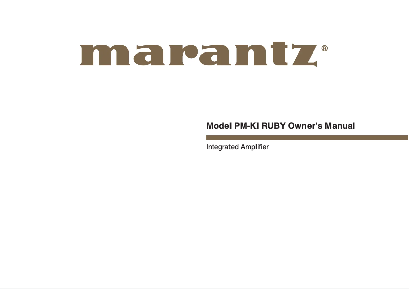 Page n°1 - Manuel utilisateur Marantz PM-KI RUBY