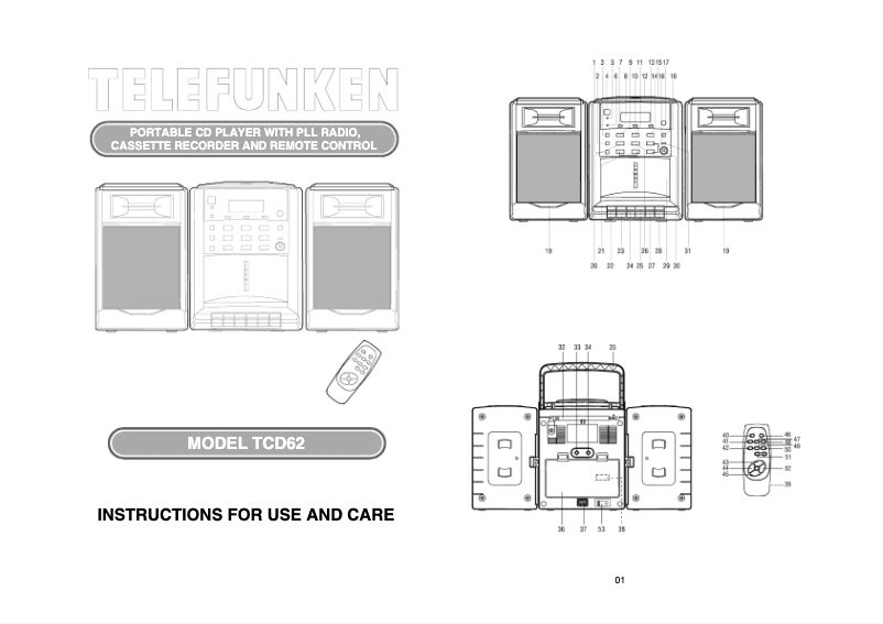 Page 1 de la notice Manuel utilisateur Telefunken TCD62