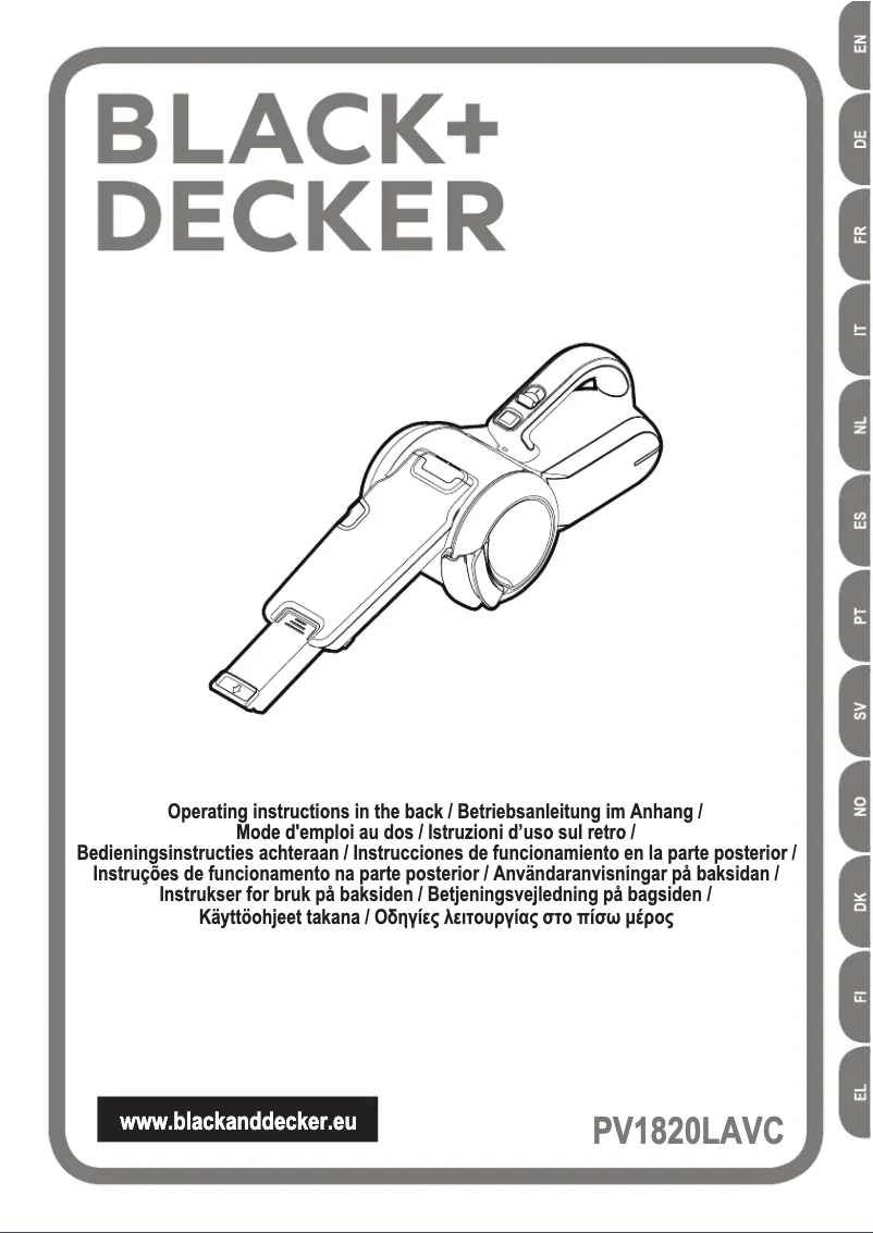 Page 1 de la notice Manuel utilisateur Black & Decker Dustbuster PV1820LAVC