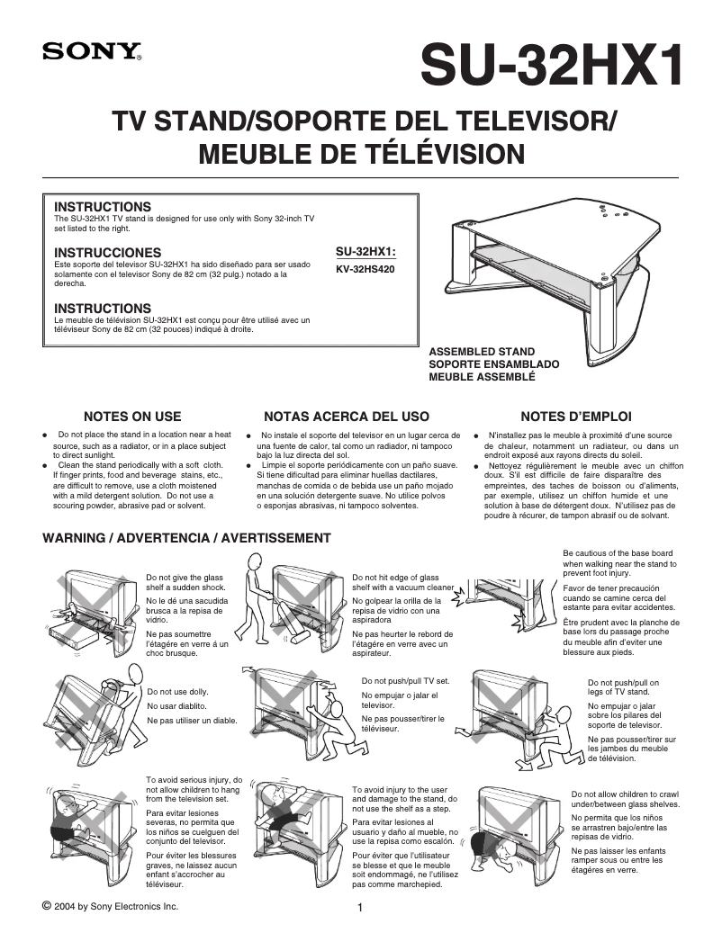 Page 1 de la notice Manuel utilisateur Sony KV-32HS420
