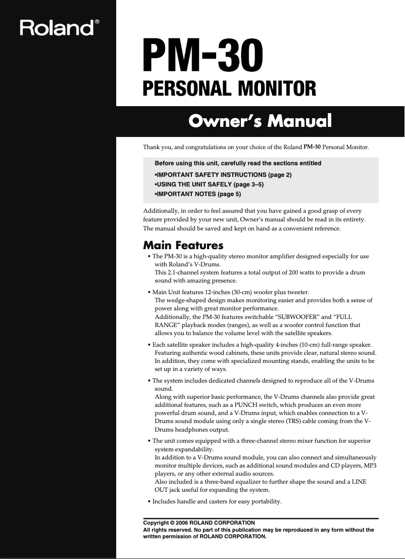 Image de la première page du manuel de l'appareil PM-30