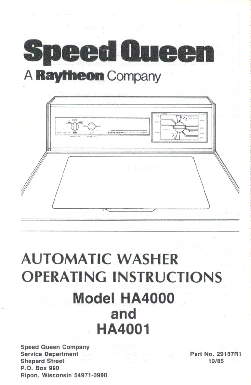Page 1 de la notice Manuel utilisateur Speed Queen HA4000W