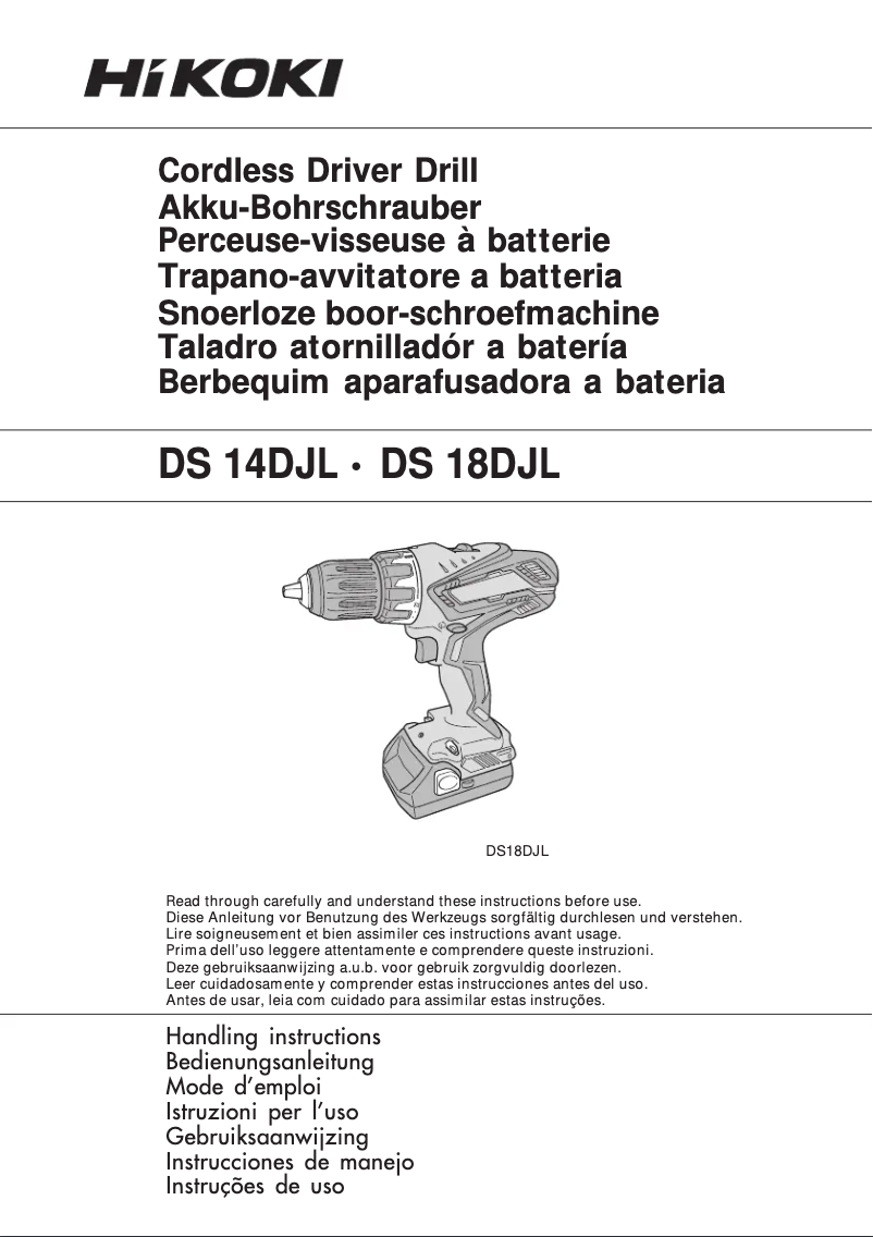 Página 1 del manual Manual de usuario HiKOKI DS 18DJL