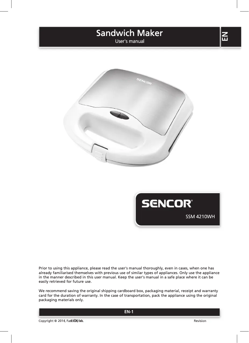 Page 1 de la notice Manuel utilisateur Sencor SSM 4210WH