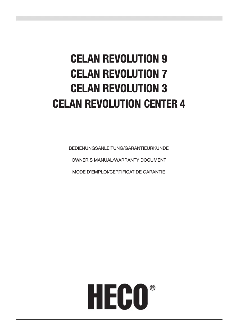 First page image of the manual for Celan Revolution Center 4