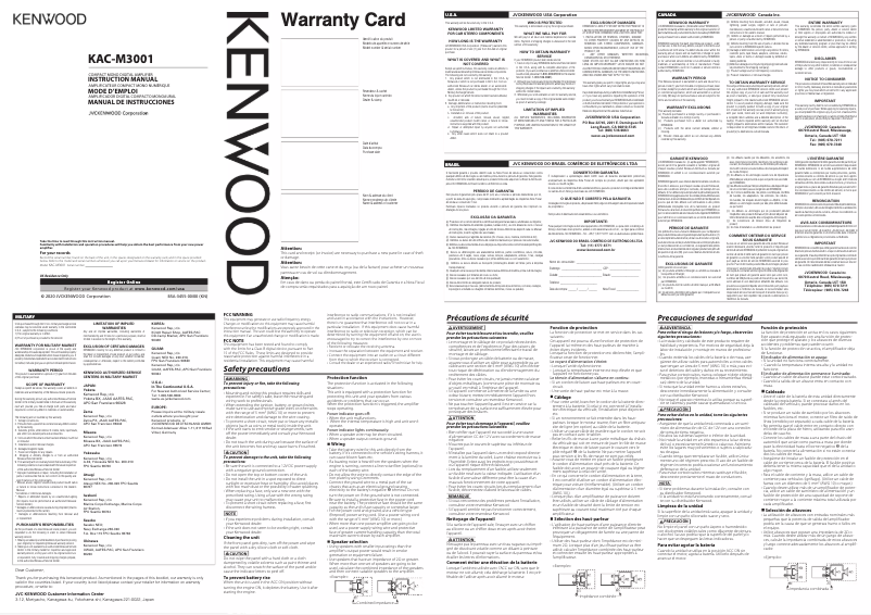 Page n°1 - Manuel utilisateur Kenwood KAC-M3001