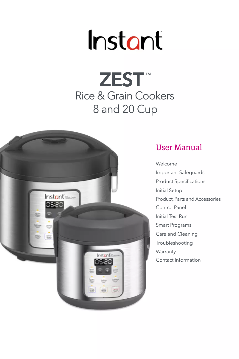 Image de la première page du manuel de l'appareil Zest