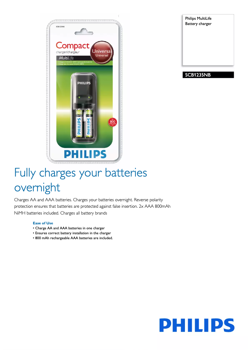 Page 1 de la notice Brochure Philips MultiLife SCB1235NB