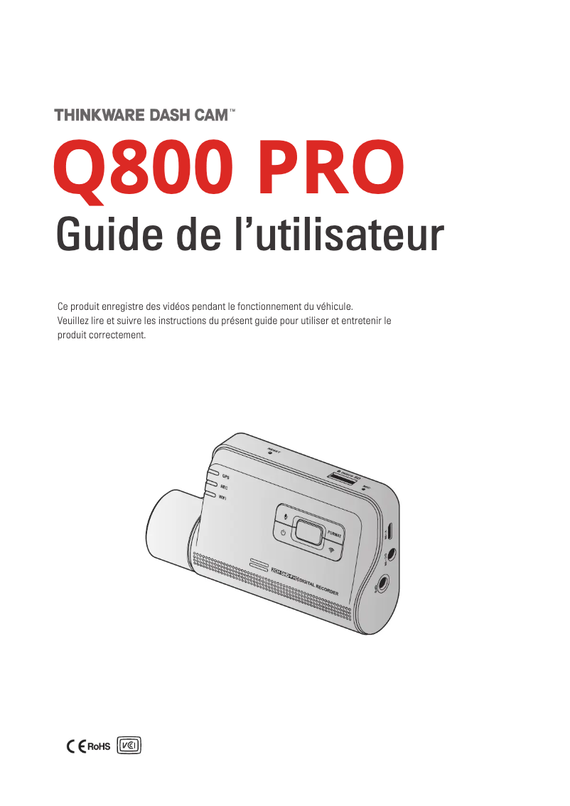 Page n°1 - Manuel utilisateur Thinkware Q800 PRO