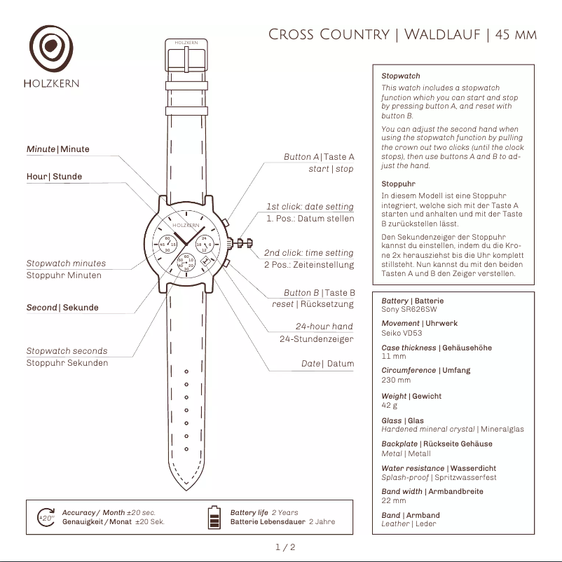 Page n°1 - Manuel utilisateur Holzkern Unterholz