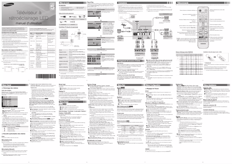Page 1 de la notice Manuel utilisateur Samsung UA39EH5003R