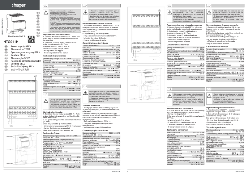 Image de la première page du manuel de l'appareil HTG911H