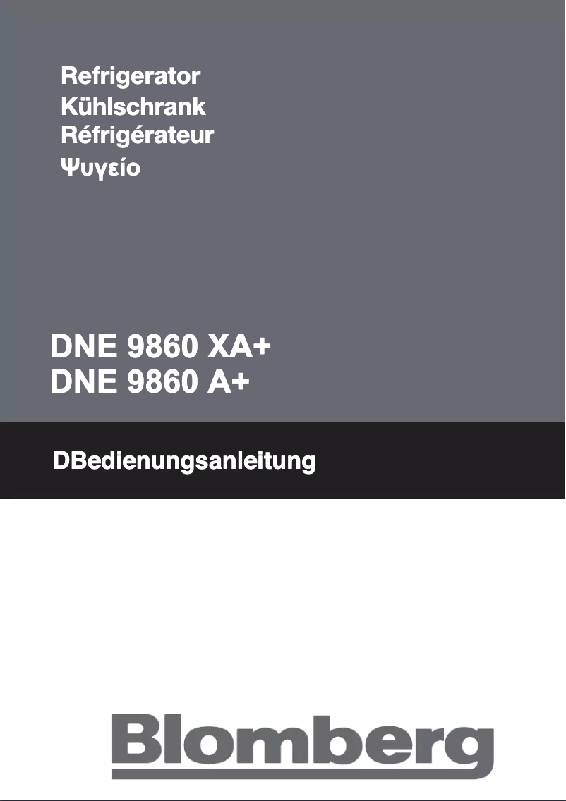 Page n°1 - Manuel utilisateur Blomberg DNE 9860 A