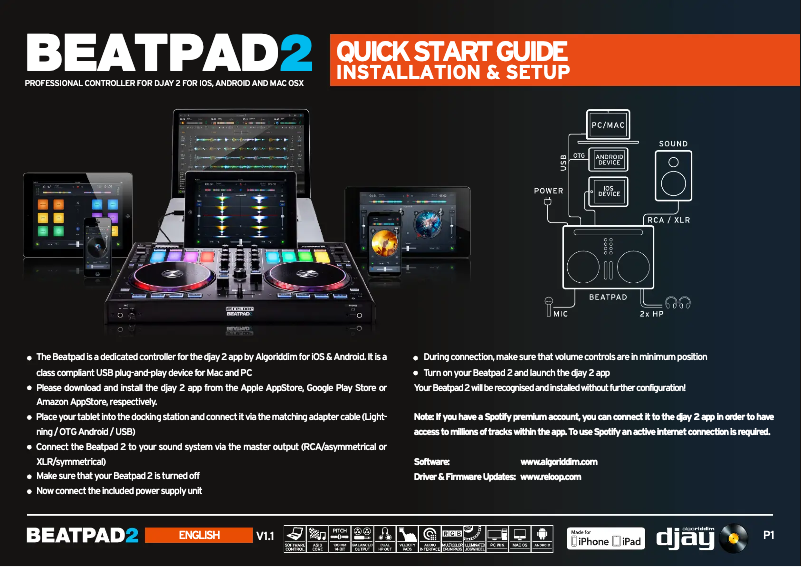 Page 1 de la notice Manuel utilisateur Reloop Beatpad