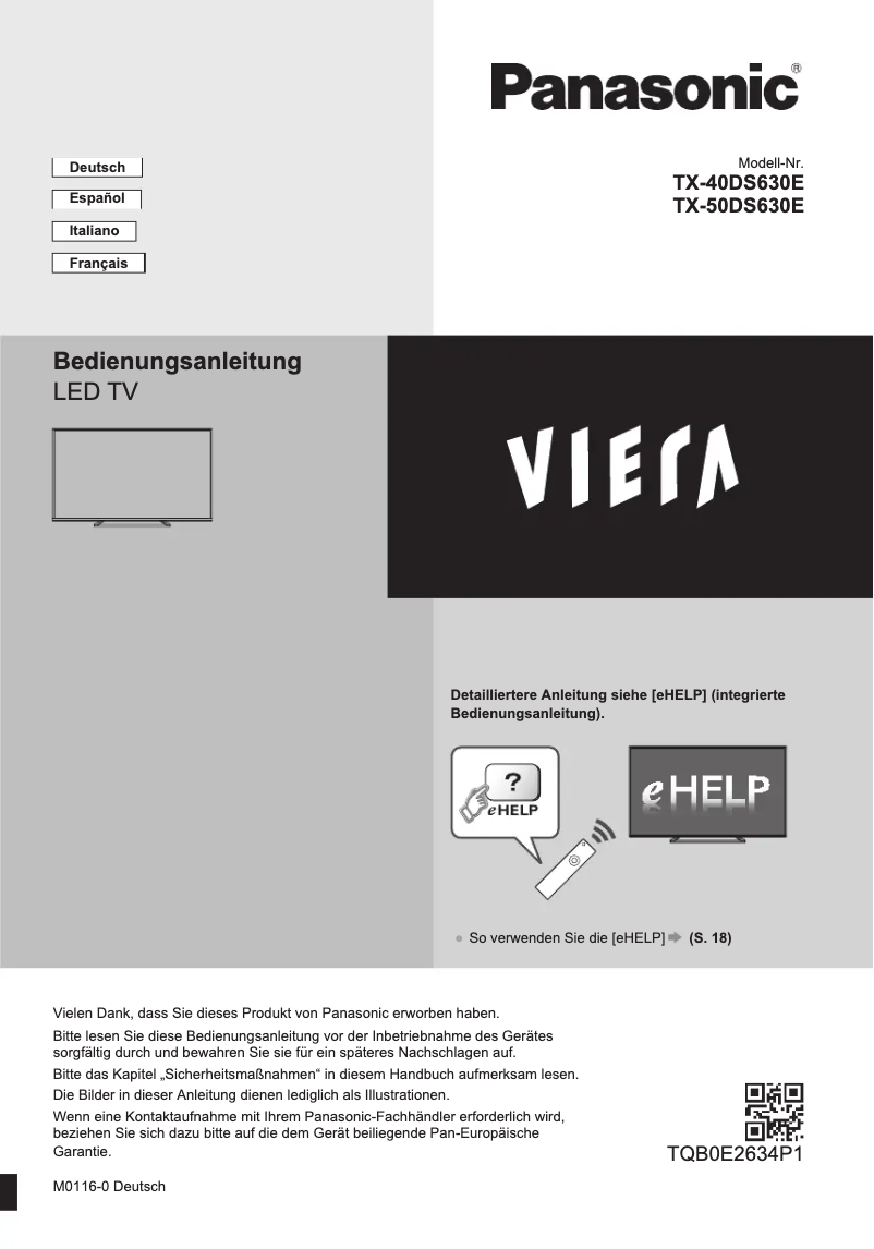 Image de la première page du manuel de l'appareil TX-40DS630E