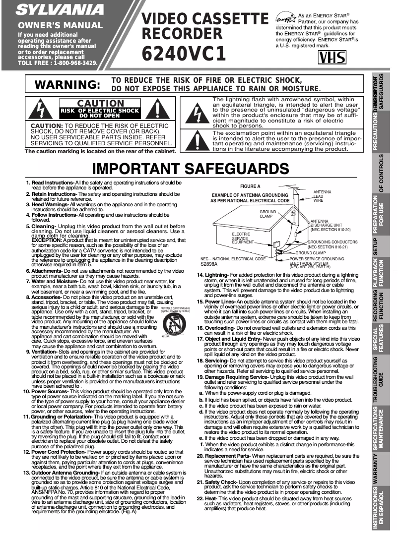 Page n°1 - Manuel utilisateur Sylvania 6240CV1