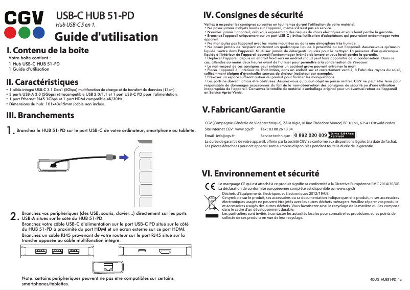 Page 1 de la notice Manuel utilisateur CGV USB-C HUB 51-PD