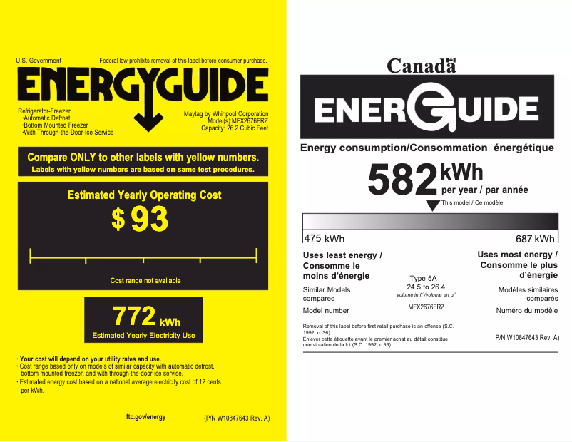 Page n°1 - Label énergétique Maytag MFX2676FR
