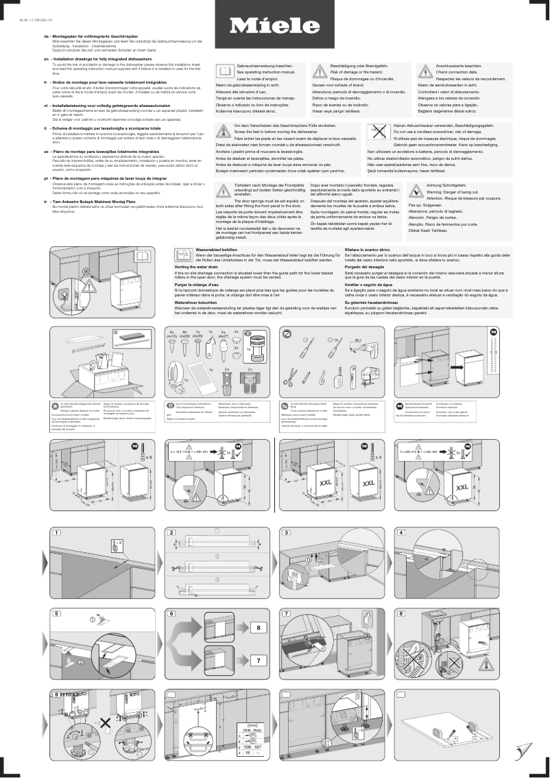 Page n°1 - Instructions / montage Miele G 7460 SCVi AutoDos