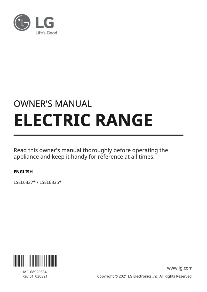 Page 1 de la notice Manuel utilisateur LG LSEL6337D