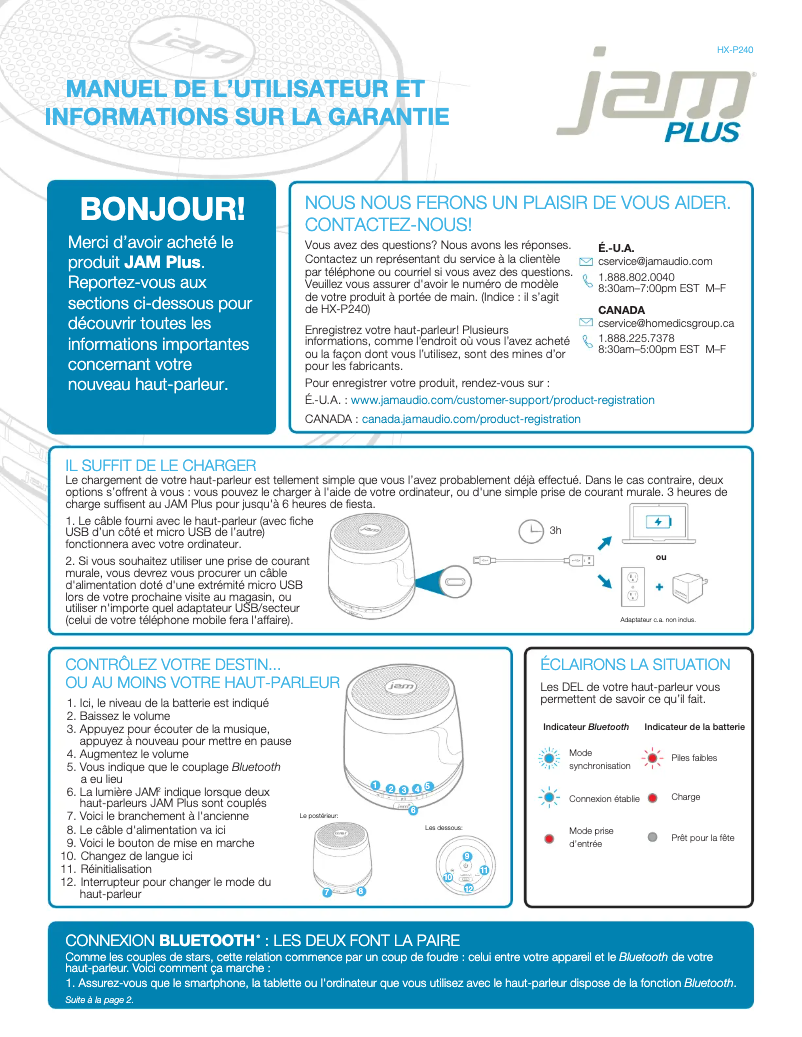 Image de la première page du manuel de l'appareil Plus HX-P240