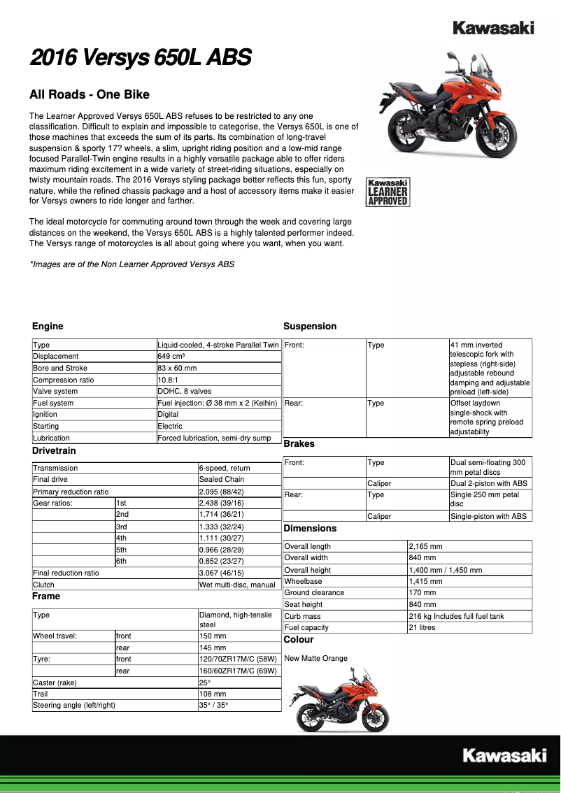 Page n°1 - Manuel utilisateur Kawasaki Versys 650