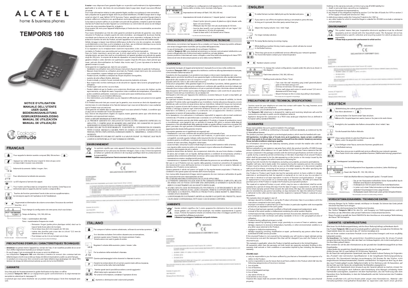 Imagen de la primera página del manual del dispositivo Temporis 180