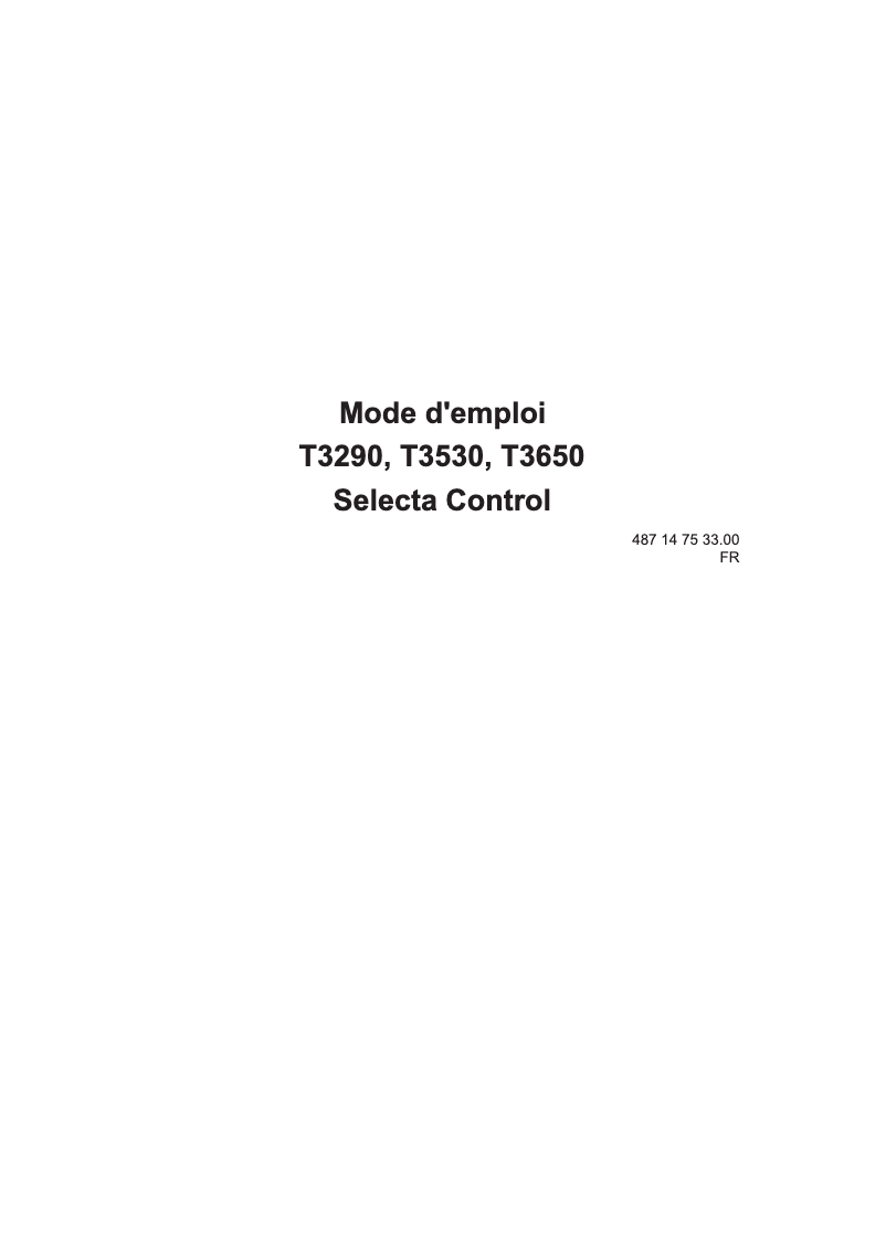 Page 1 de la notice Manuel utilisateur Electrolux Selecta Control T3290