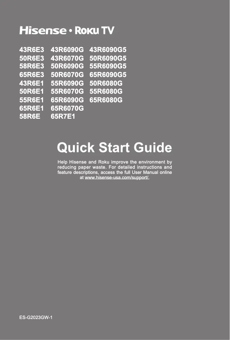 Page 1 de la notice Manuel utilisateur Hisense 65R6080G