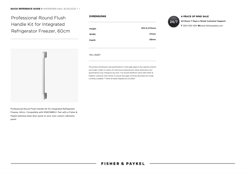 Page 1 de la notice Manuel utilisateur Fisher & Paykel AHP3RDB19