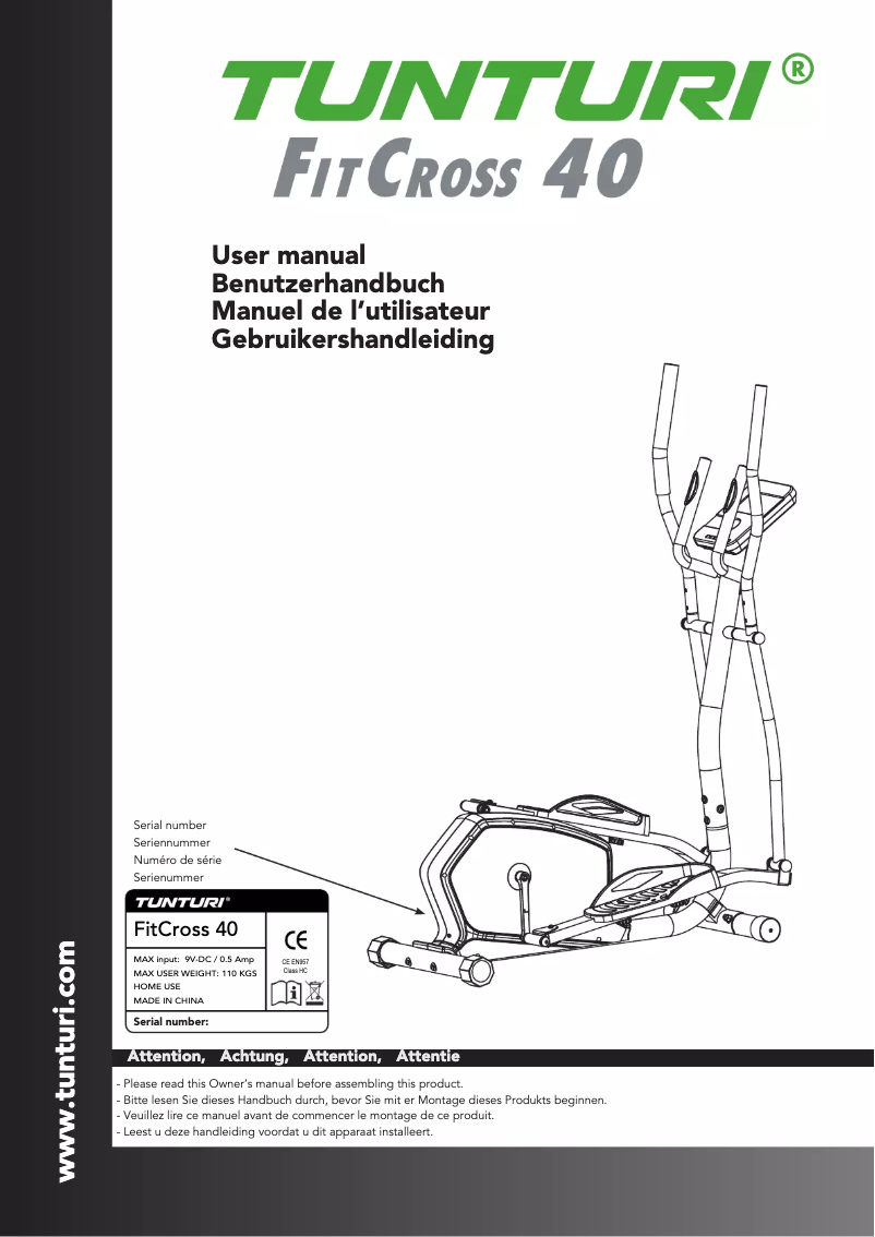 Image de la première page du manuel de l'appareil FitCross 40