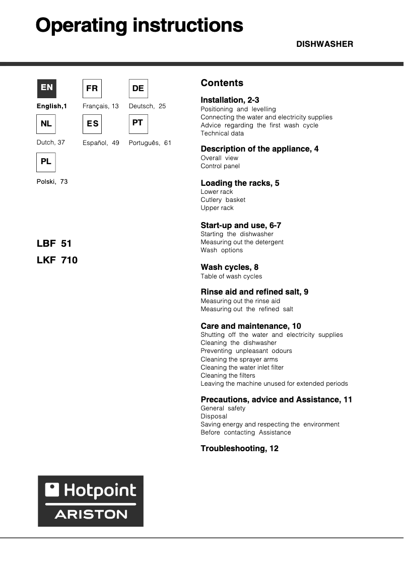 Page n°1 - Manuel utilisateur Hotpoint Ariston LKF 710 x eu ha