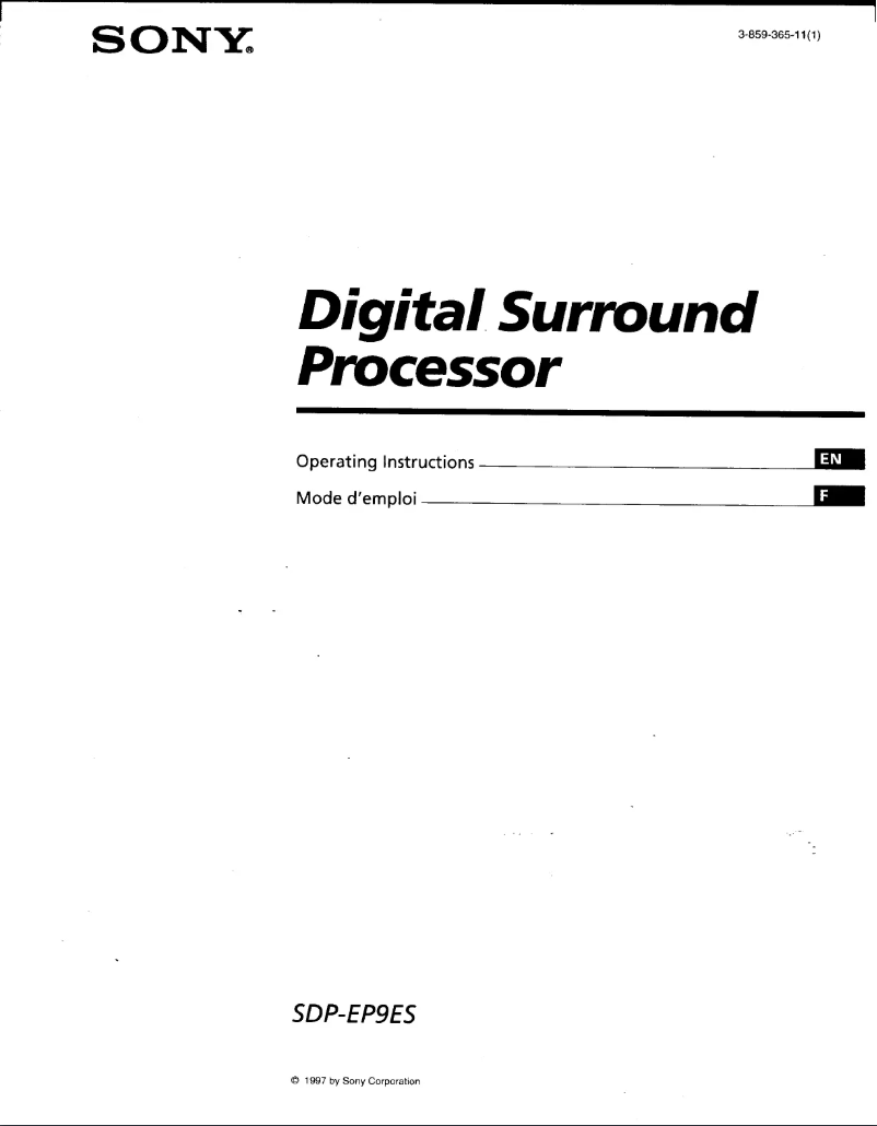 Image de la première page du manuel de l'appareil SDP-EP9ES