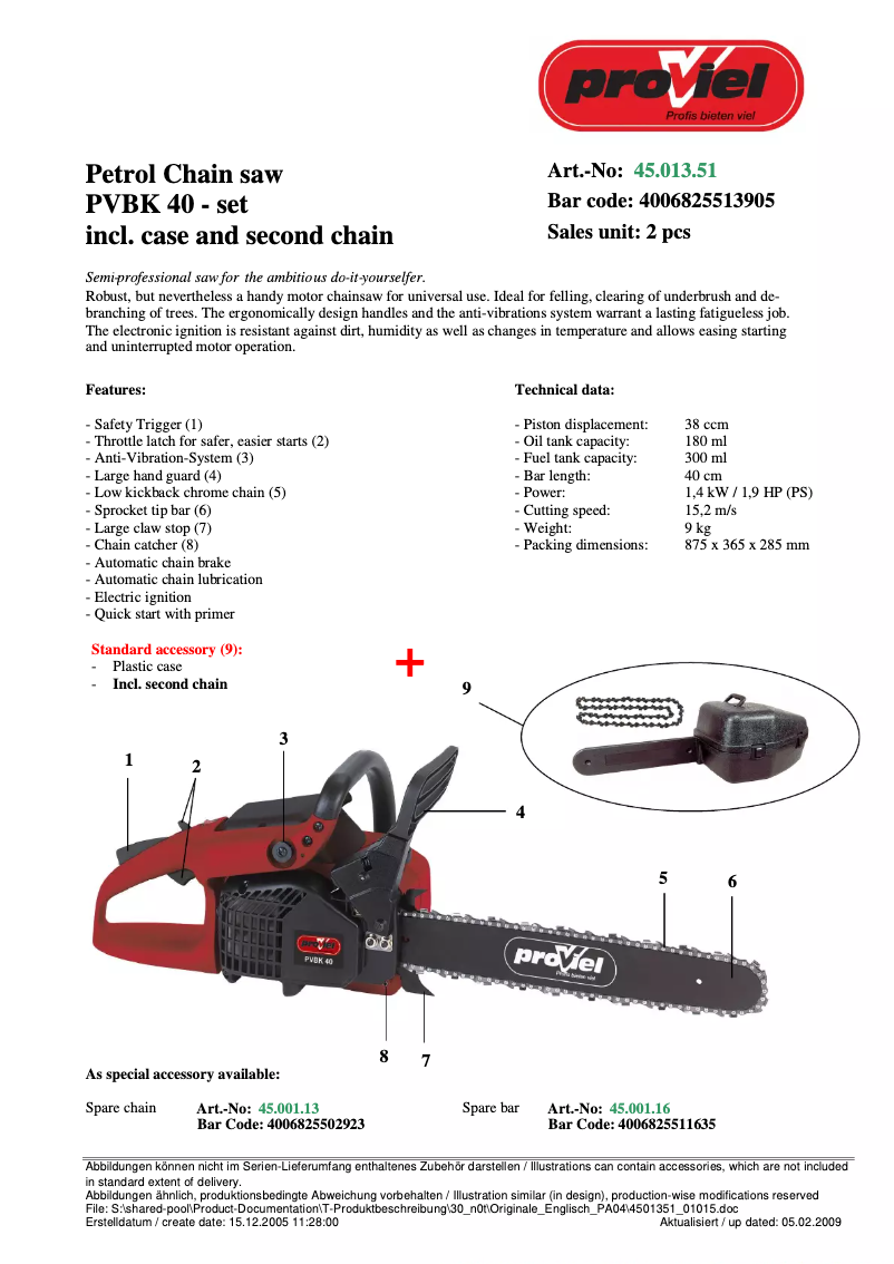 Image de la première page du manuel de l'appareil PVBK 40