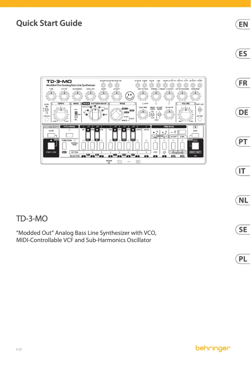Page 1 de la notice Guide de démarrage rapide Behringer TD-3-MO