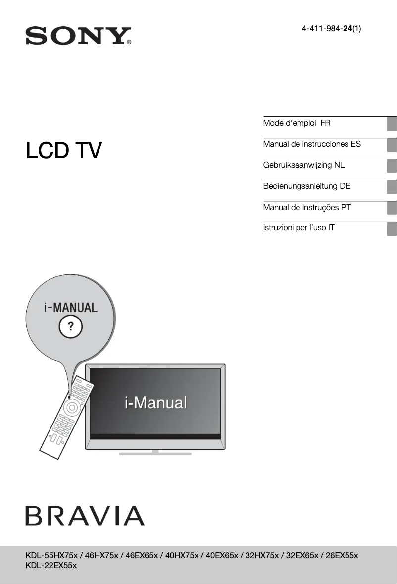 Image de la première page du manuel de l'appareil Bravia KDL-40EX653