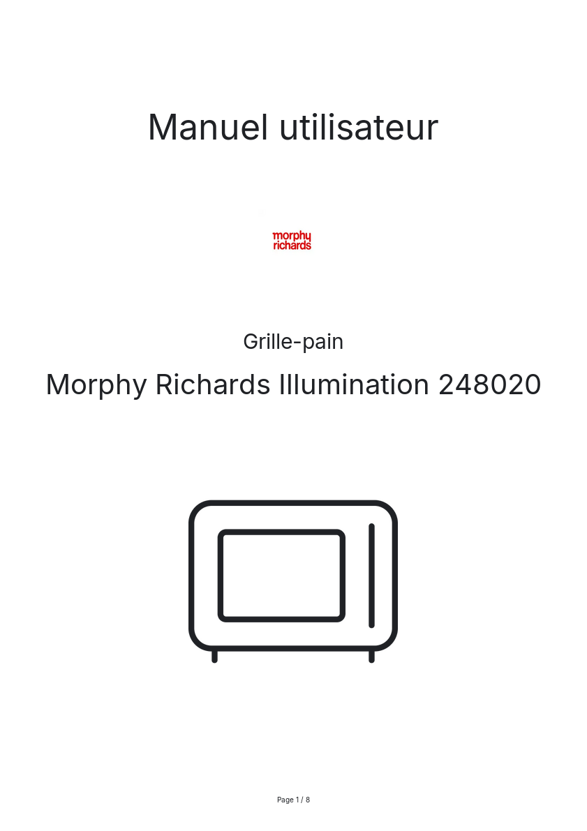 Image de la première page du manuel de l'appareil Illumination 248020