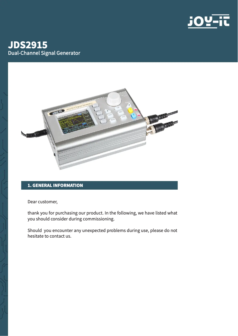 Página 1 del manual Manual de usuario Joy-It JT-JDS2915