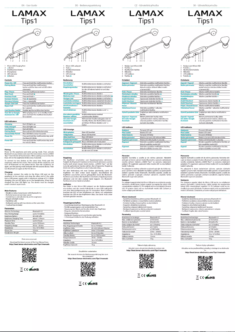 Page 1 de la notice Manuel utilisateur Lamax Tips1