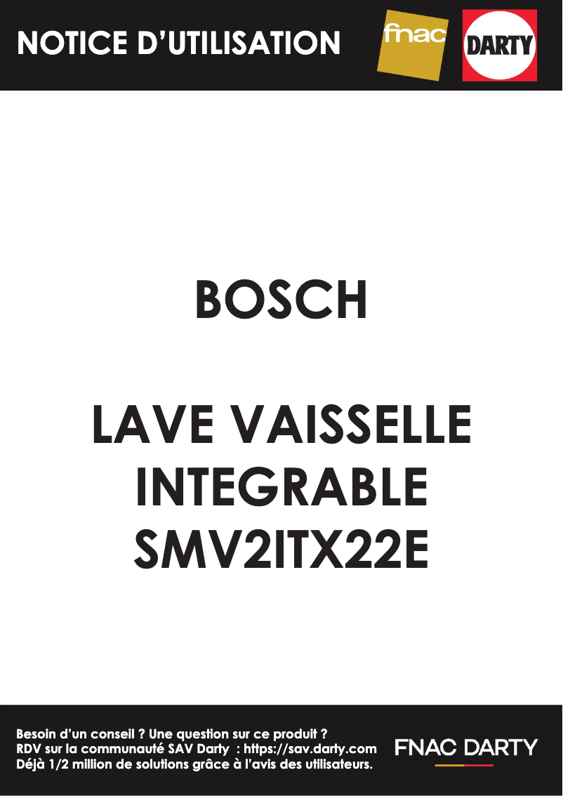 Page n°1 - Manuel utilisateur Bosch Serie 2 SMV2ITX22E